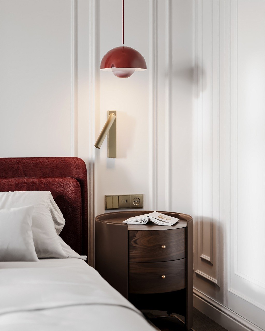 Bedside table and lighting detail