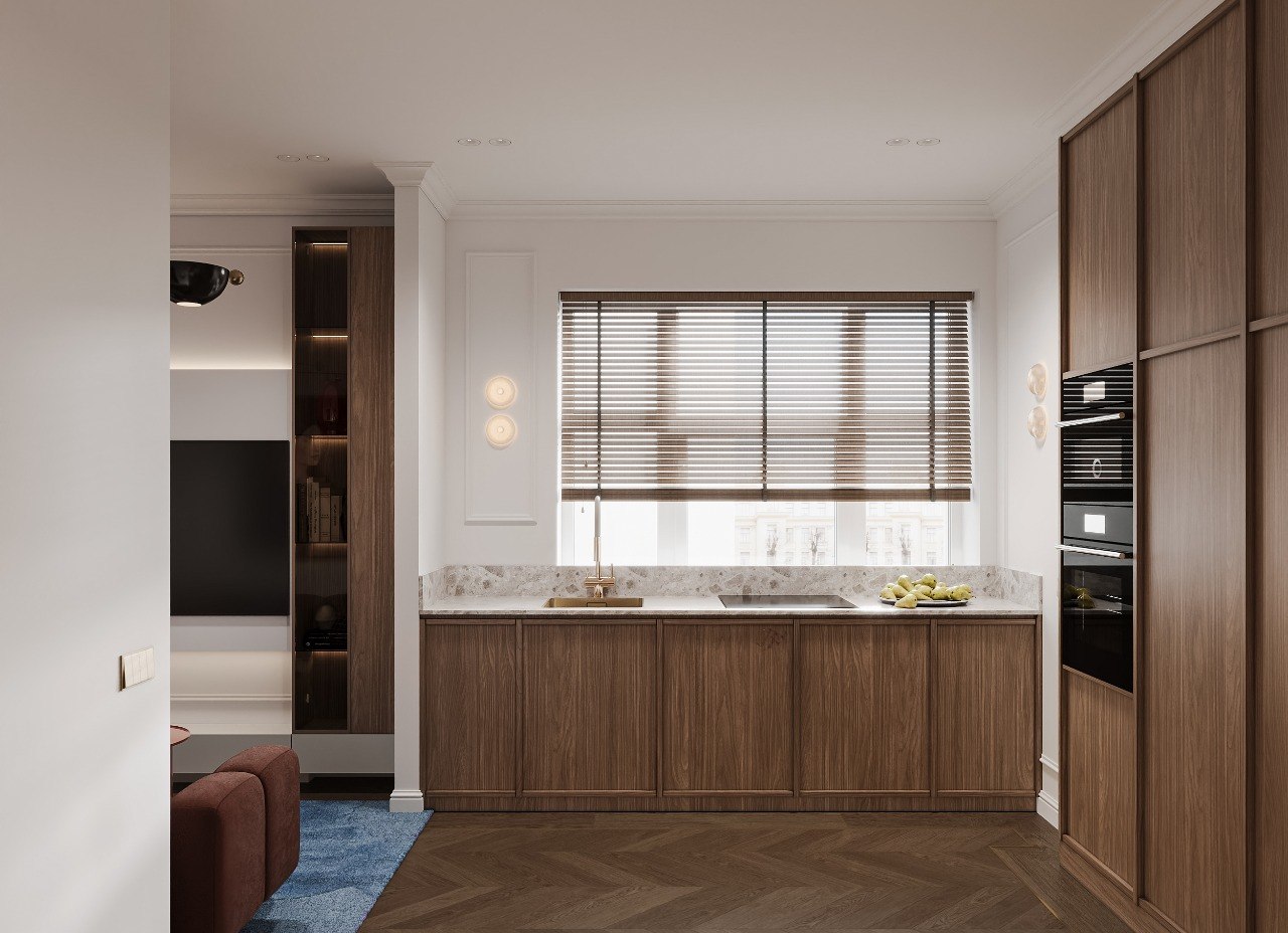 Dining area seen through the apartment