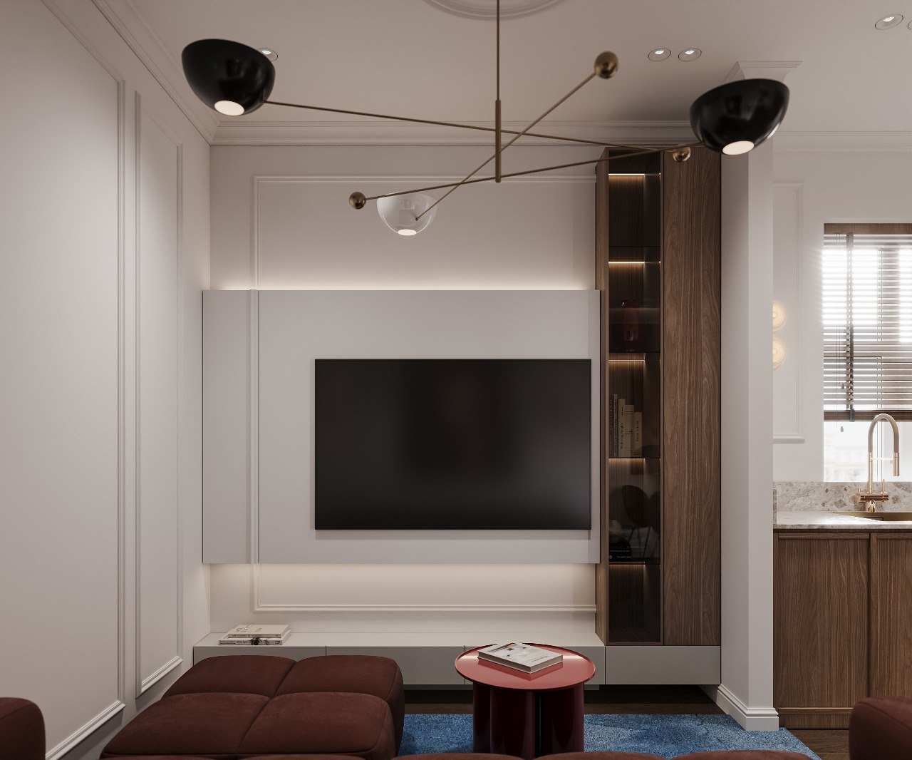 Television wall and living area